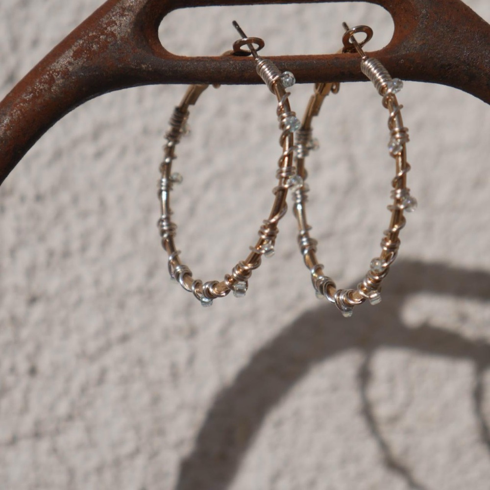 Gold wire wrapped earrings